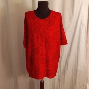 LuLaRoe XS IRMA Red Black Large Cabbage Roses